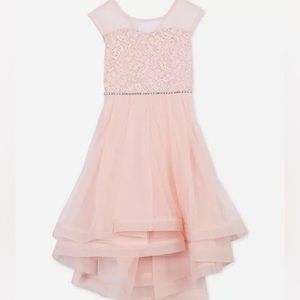 Speechless Cap Sleeve Ribbon Hem  Party Glitter Lace-Bodice dress